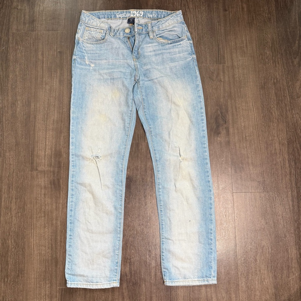 Gap Kids 1969 Jeans Girls Size 14 Blue Distressed Denim Boy Fit